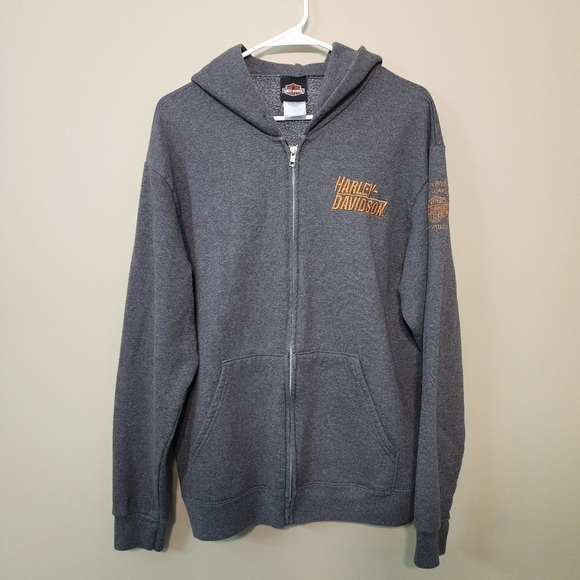 Harley-Davidson Size L gray Hoodie Longsleeve New River Jacksonville, NC - Picture 1 of 7